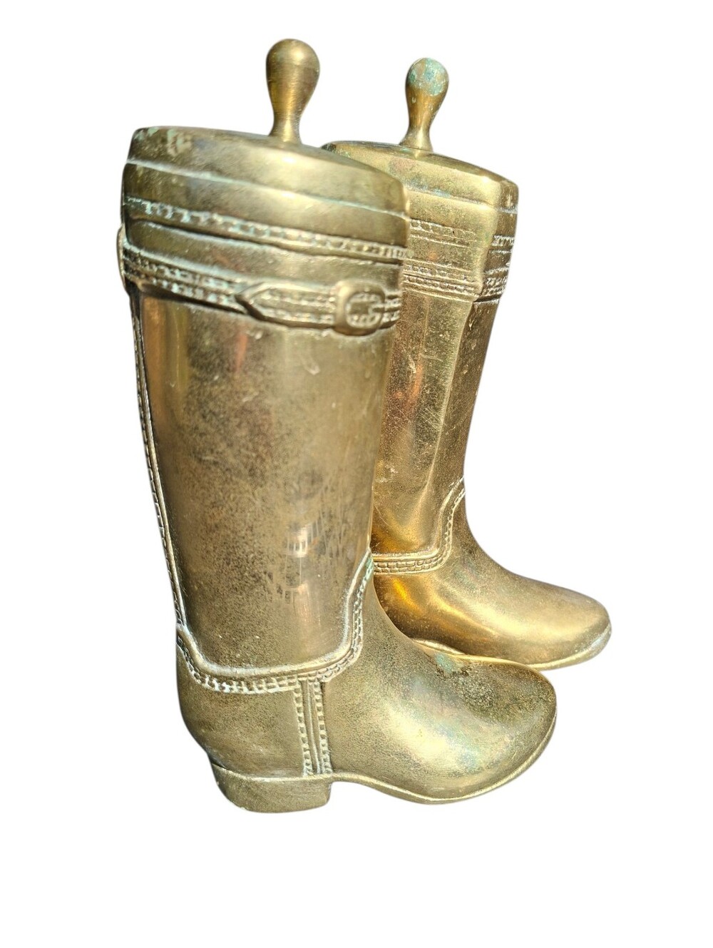 Vintage Brass Cowboy Riding Boots Equestrian Western Bookends Ralph Lauren Style - Picture 2 of 14